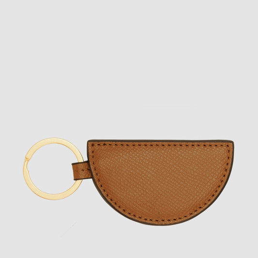 Essential Crescent Keyring Recycled Saffiano Rich Tan