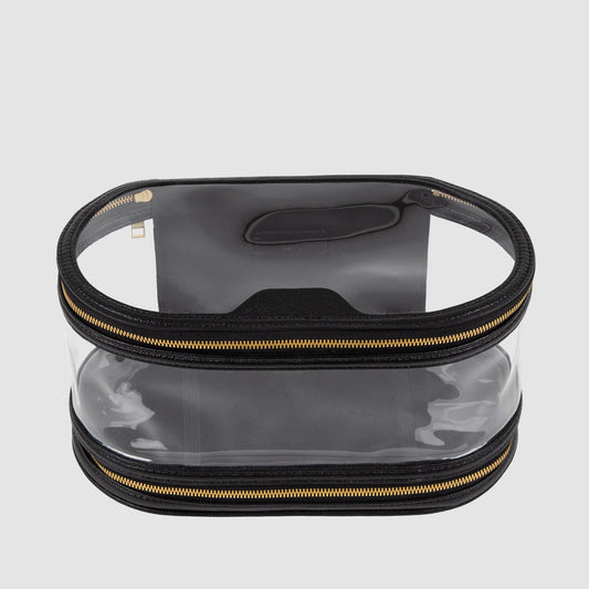 Essential Large Clear Travel Case Recycled Saffiano Black