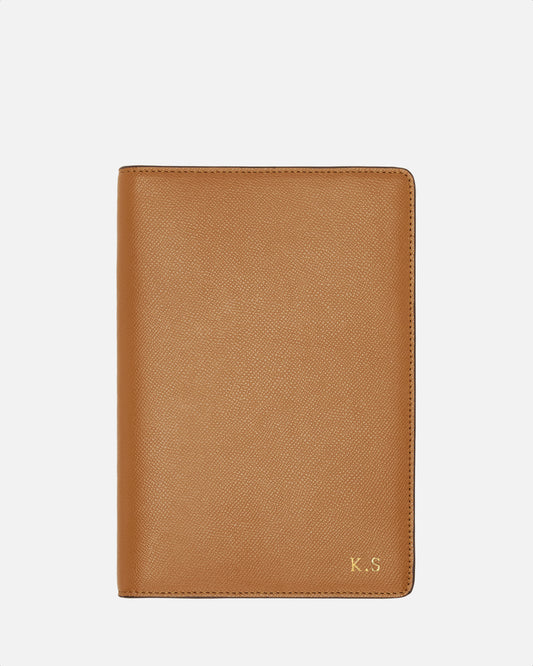 Essential A5 Notebook Holder Recycled Saffiano Rich Tan