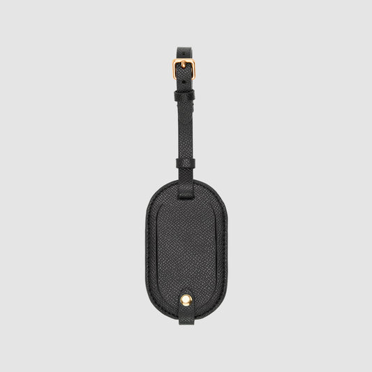 Essential Round Luggage Tag Recycled Saffiano Black