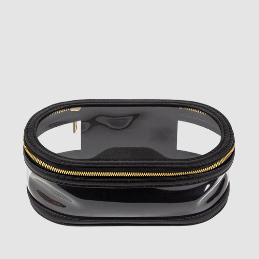 Essential Small Clear Travel Case Recycled Saffiano Black