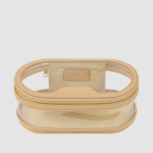 Essential Small Clear Travel Case Recycled Saffiano Sand
