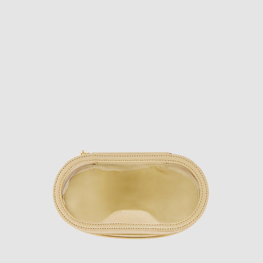 Essential Small Clear Travel Case Recycled Saffiano Sand
