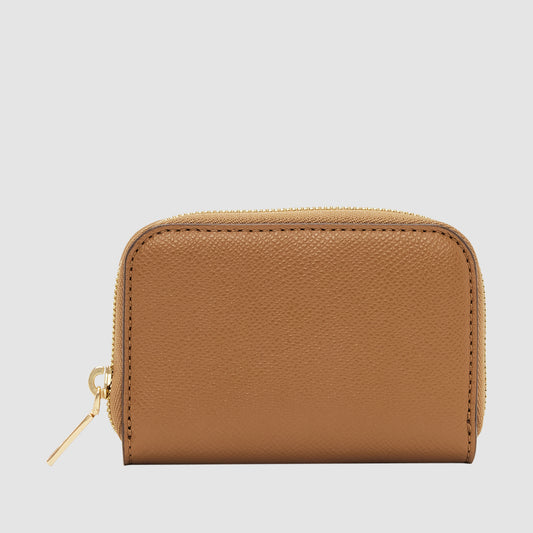 Essential Small Zip Wallet Recycled Saffiano Rich Tan