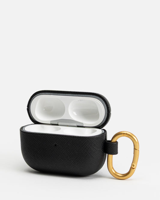 AirPods 2nd Gen Pro Saffiano Leather Case Black