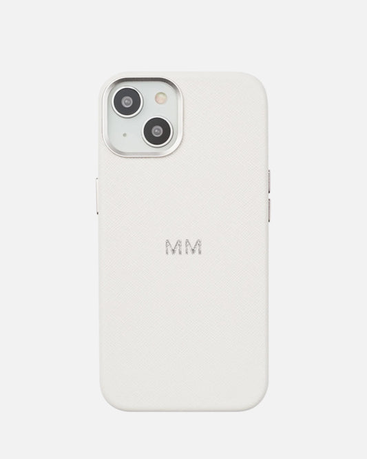iPhone 14 Saffiano Leather Case Pure White