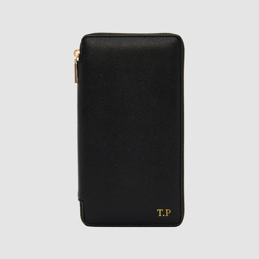 Essential Zip Travel Wallet Recycled Saffiano Black