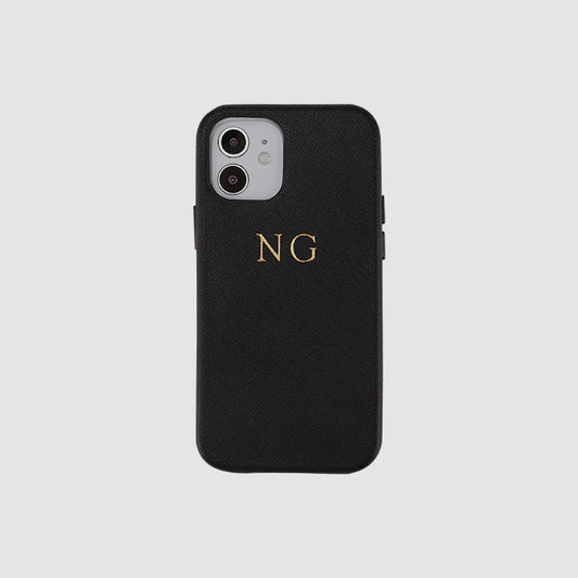 iPhone 12 Mini Black Saffiano Leather Wrap Case_3