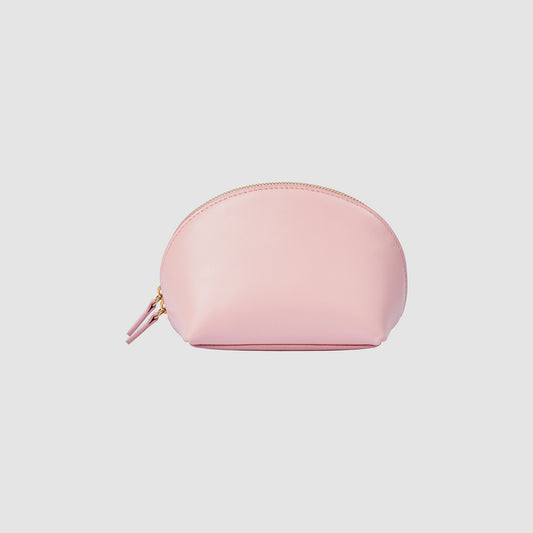 Isla Medium Round Cosmetic Case Nappa Leather Chalk Pink