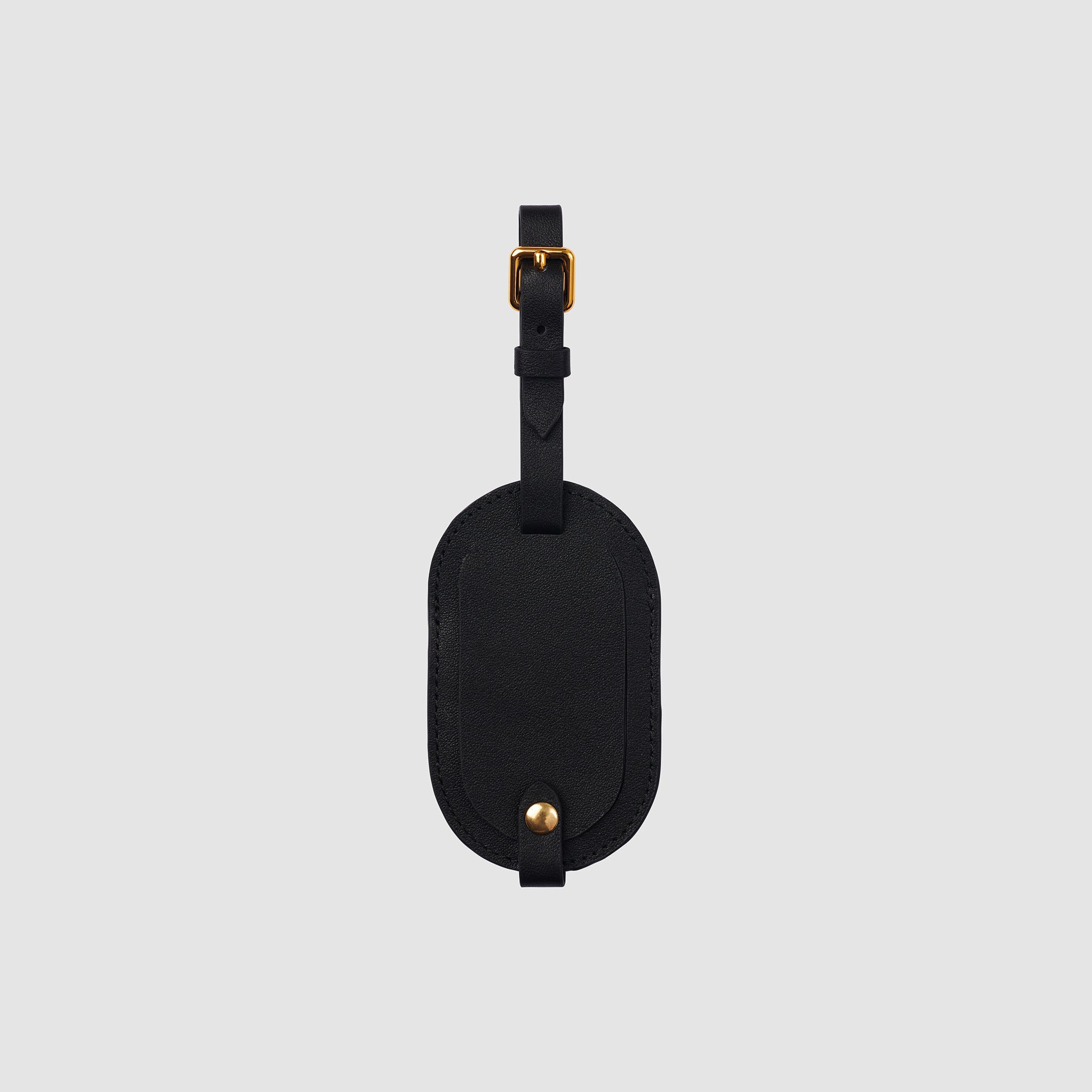 Personalised Isla Round Luggage Tag Nappa Leather Black with initials tde