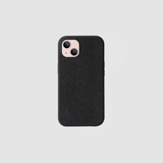 iPhone 13 Black Saffiano Leather Case_1