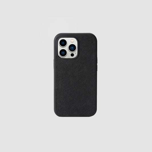 iPhone 13 Pro Black Saffiano Leather Case_1