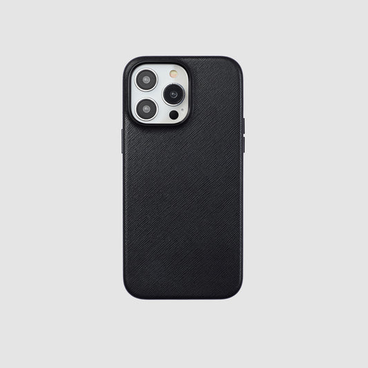 iPhone 14 Pro Max Saffiano Leather Case Black