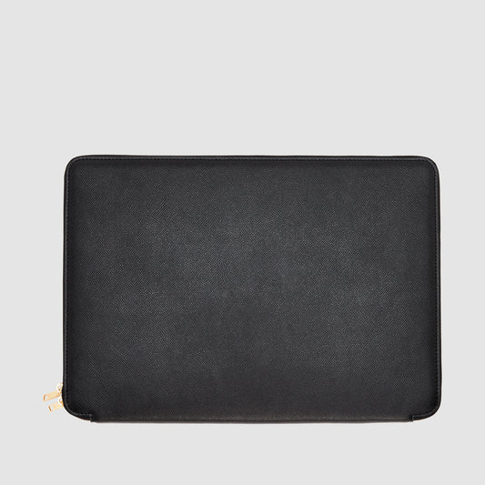 Essential 15 Inch Laptop Cover with Zip Recycled Saffiano Black