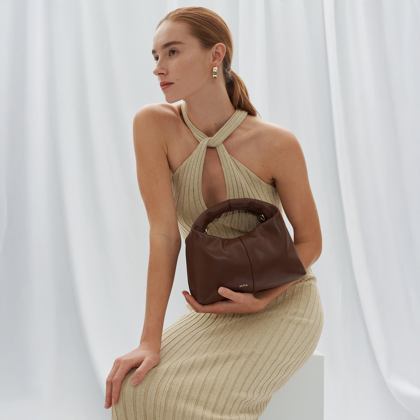 Mila Mini Hobo Shoulder Bag Cocoa