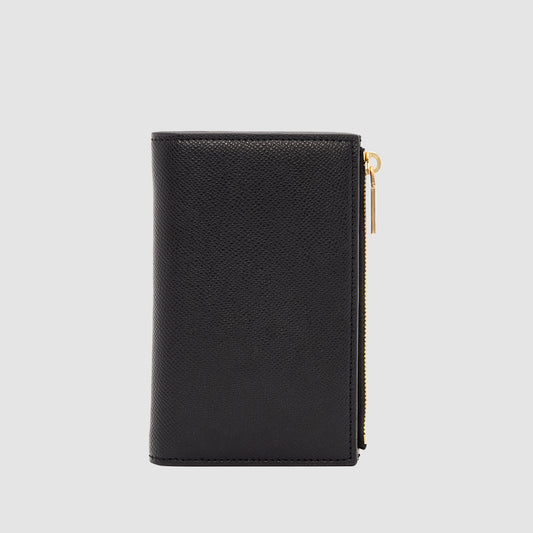 Essential Bi Fold Zip Wallet Recycled Saffiano Black