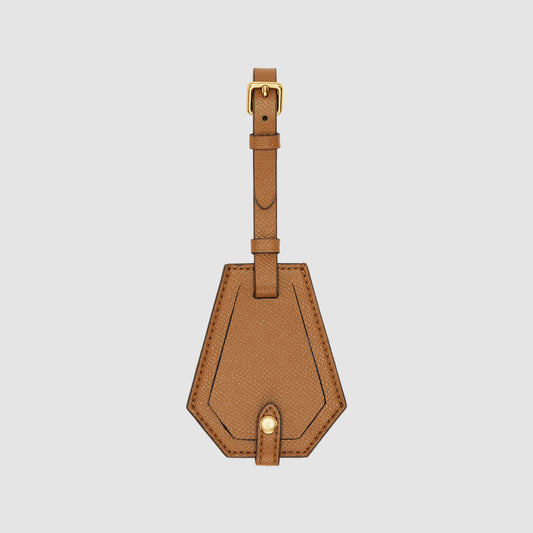 Essential Classic Luggage Tag Recycled Saffiano Rich Tan