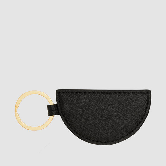 Essential Crescent Keyring Recycled Saffiano Black