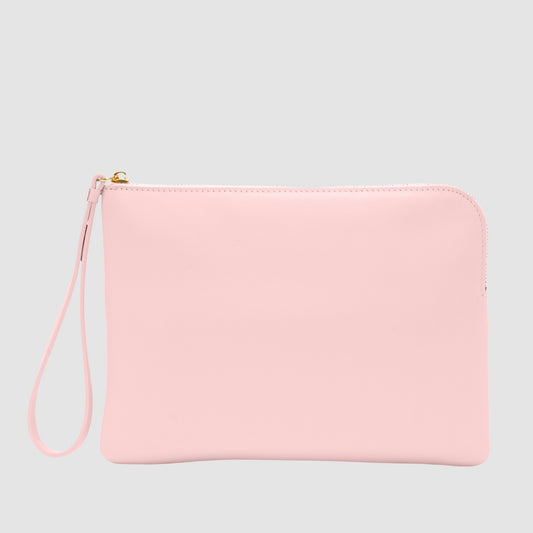 Crescent Large Zip Pouch Nappa Leather Chalk Pink