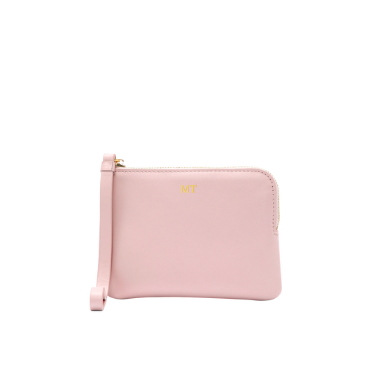 Crescent Small Zip Pouch Nappa Leather Chalk Pink
