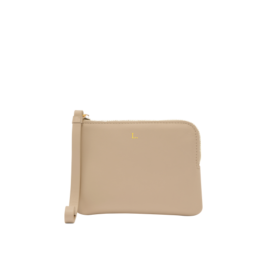 Crescent Small Zip Pouch Nappa Leather Sand