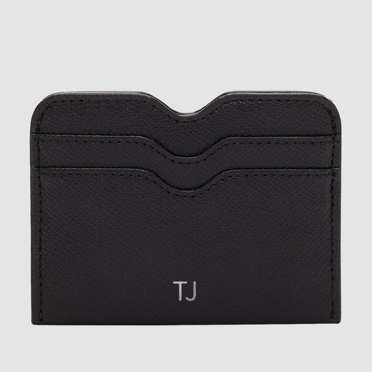 Essential Double Card Holder Recycled Saffiano Black