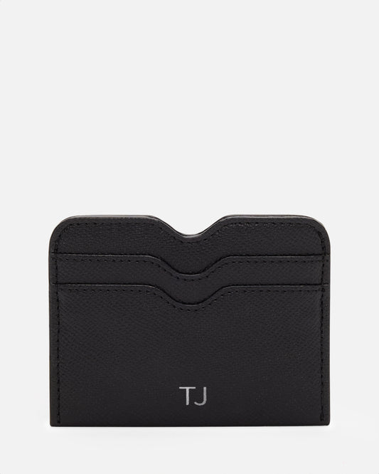 Essential Double Card Holder Recycled Saffiano Black