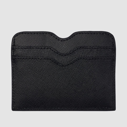 Double Card Holder Black Saffiano Leather