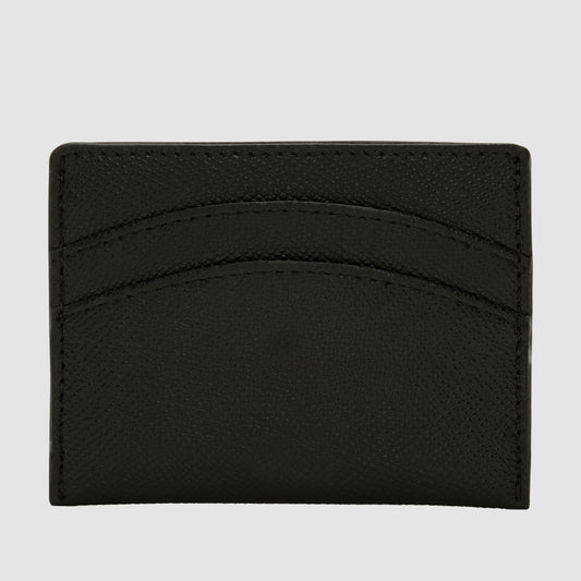 Essential Double Card Holder Recycled Saffiano Black