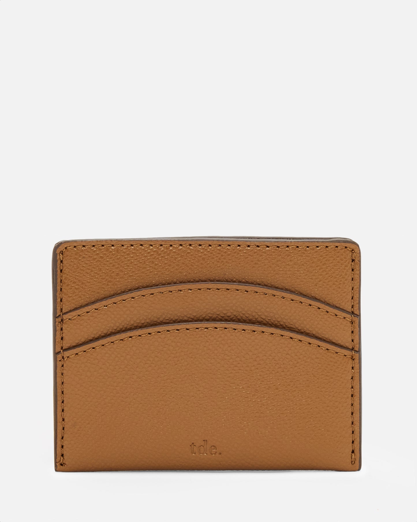 Essential Double Card Holder Recycled Saffiano Rich Tan