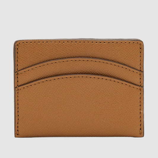 Essential Double Card Holder Recycled Saffiano Rich Tan