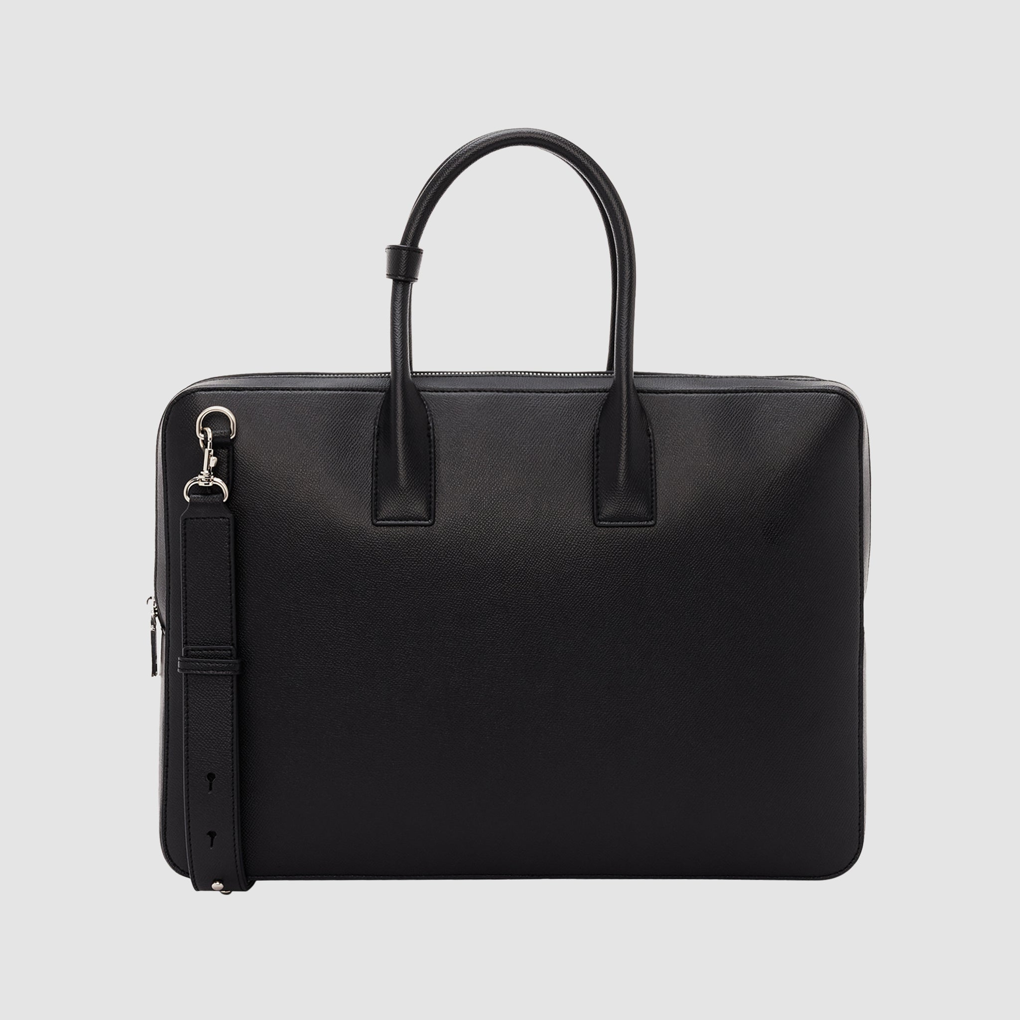 Personalised Essential Double Zip Griptop Recycled Saffiano Black with ...