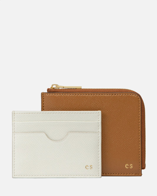 Essentials Zip Wallet Rich Tan with Pure White