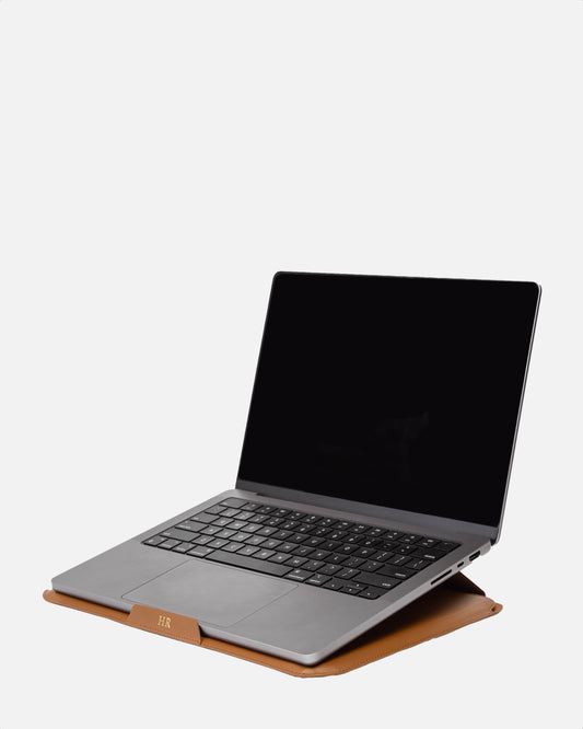 Vegan 14 Inch Laptop Cover and Stand Rich Tan