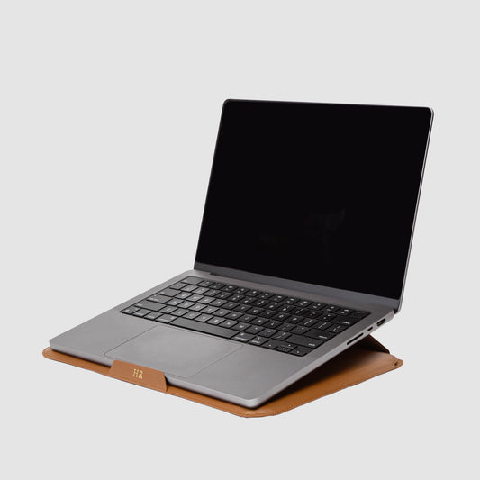 Vegan 14 Inch Laptop Cover and Stand Rich Tan