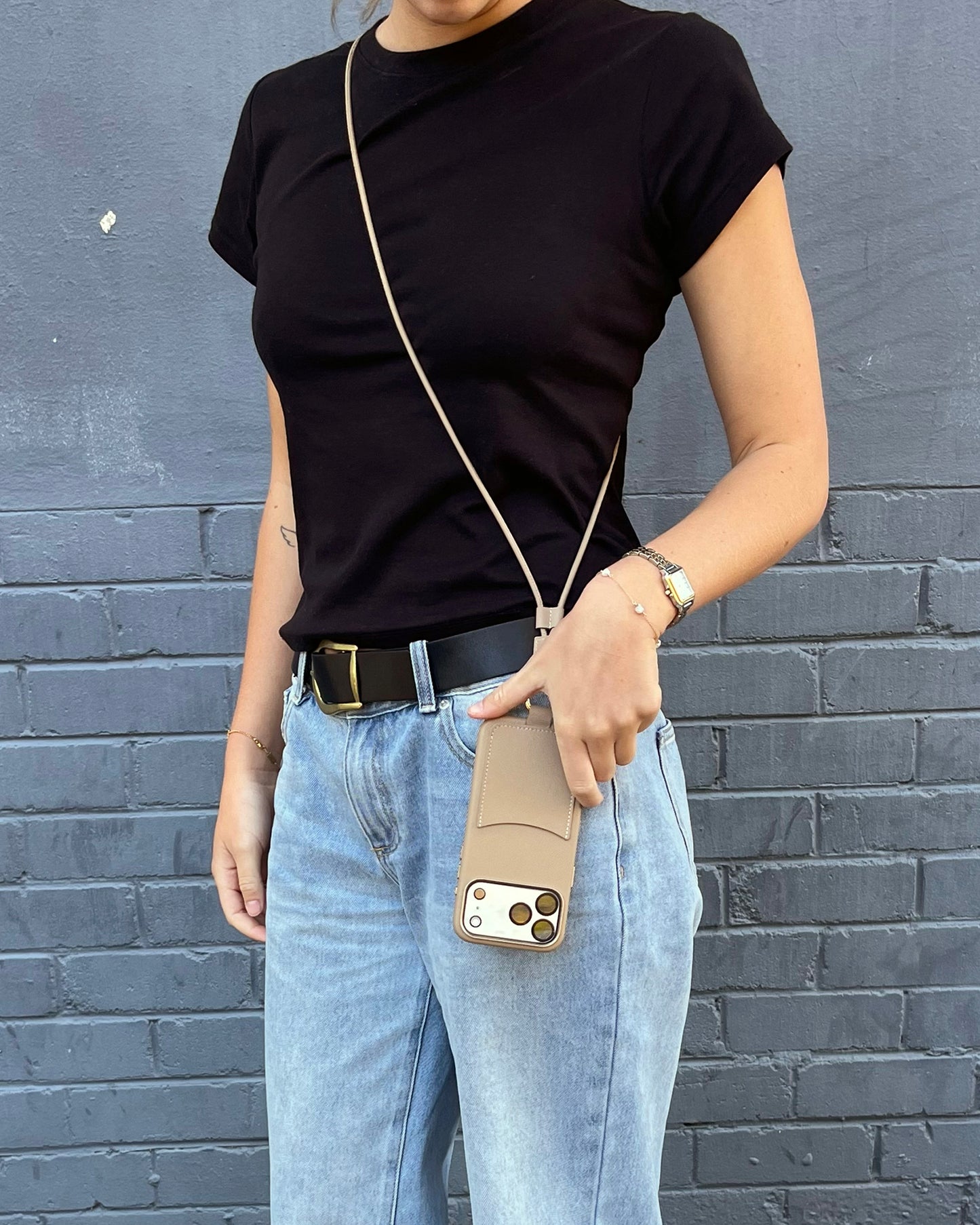iPhone 17 Pro Case with Crossbody Strap Latte