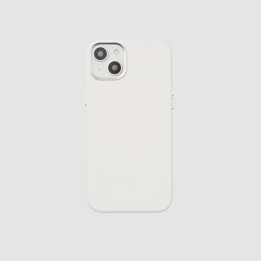 iPhone 14 Plus Saffiano Leather Case Pure White
