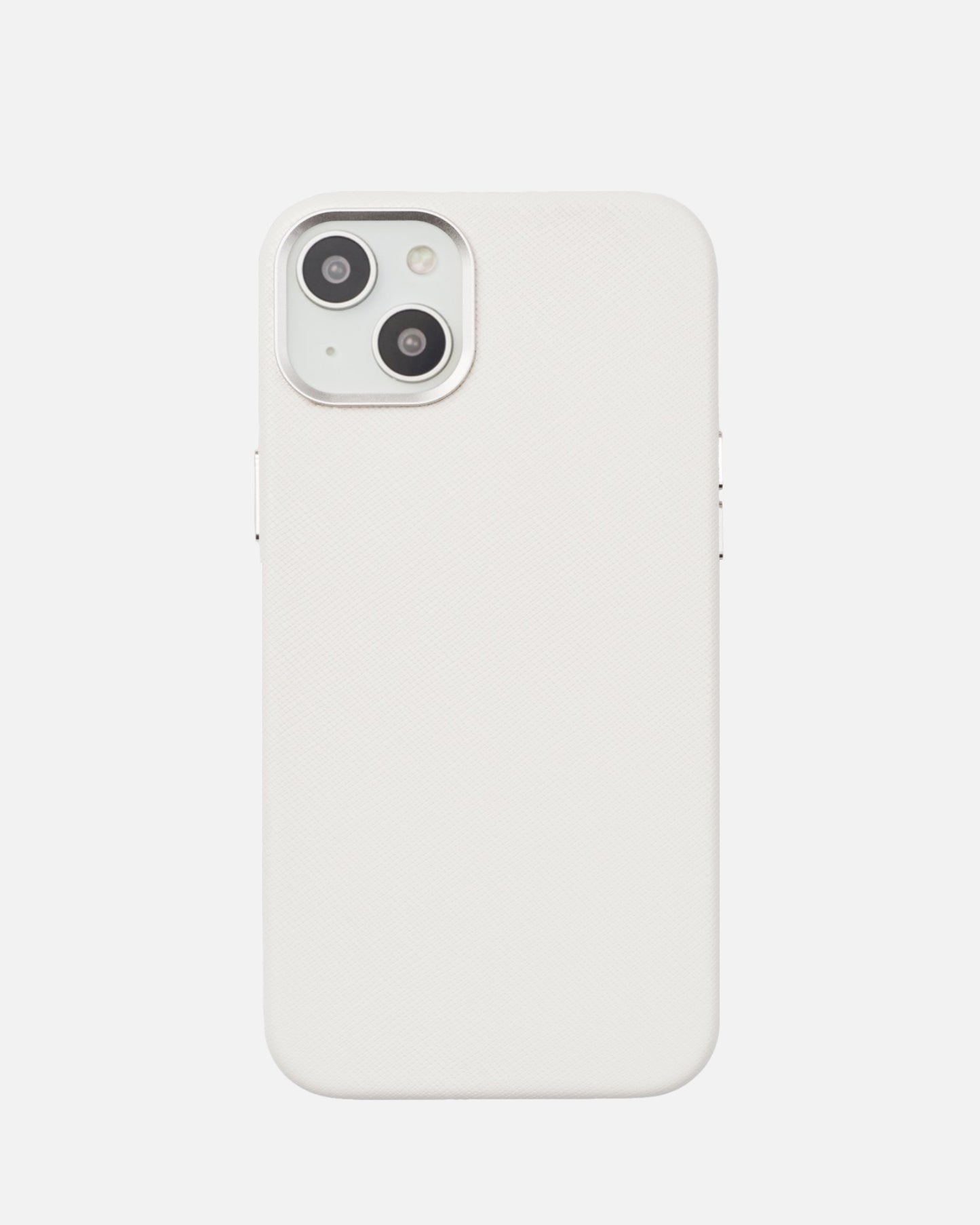 iPhone 14 Plus Saffiano Leather Case Pure White