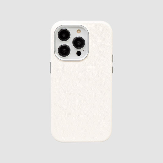 iPhone 14 Pro Saffiano Leather Case Pure White