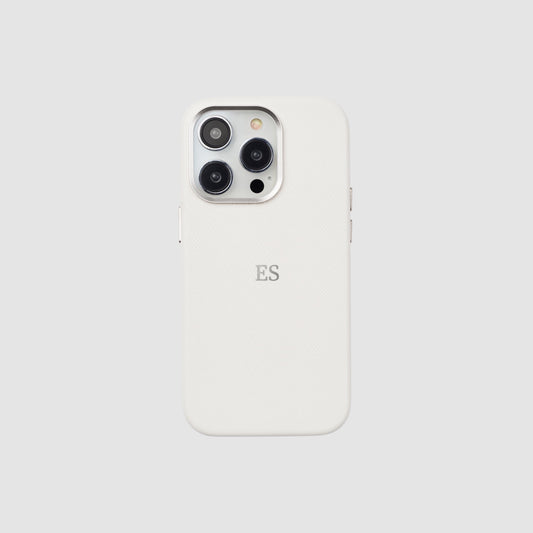 iPhone 14 Pro Saffiano Leather Case Pure White