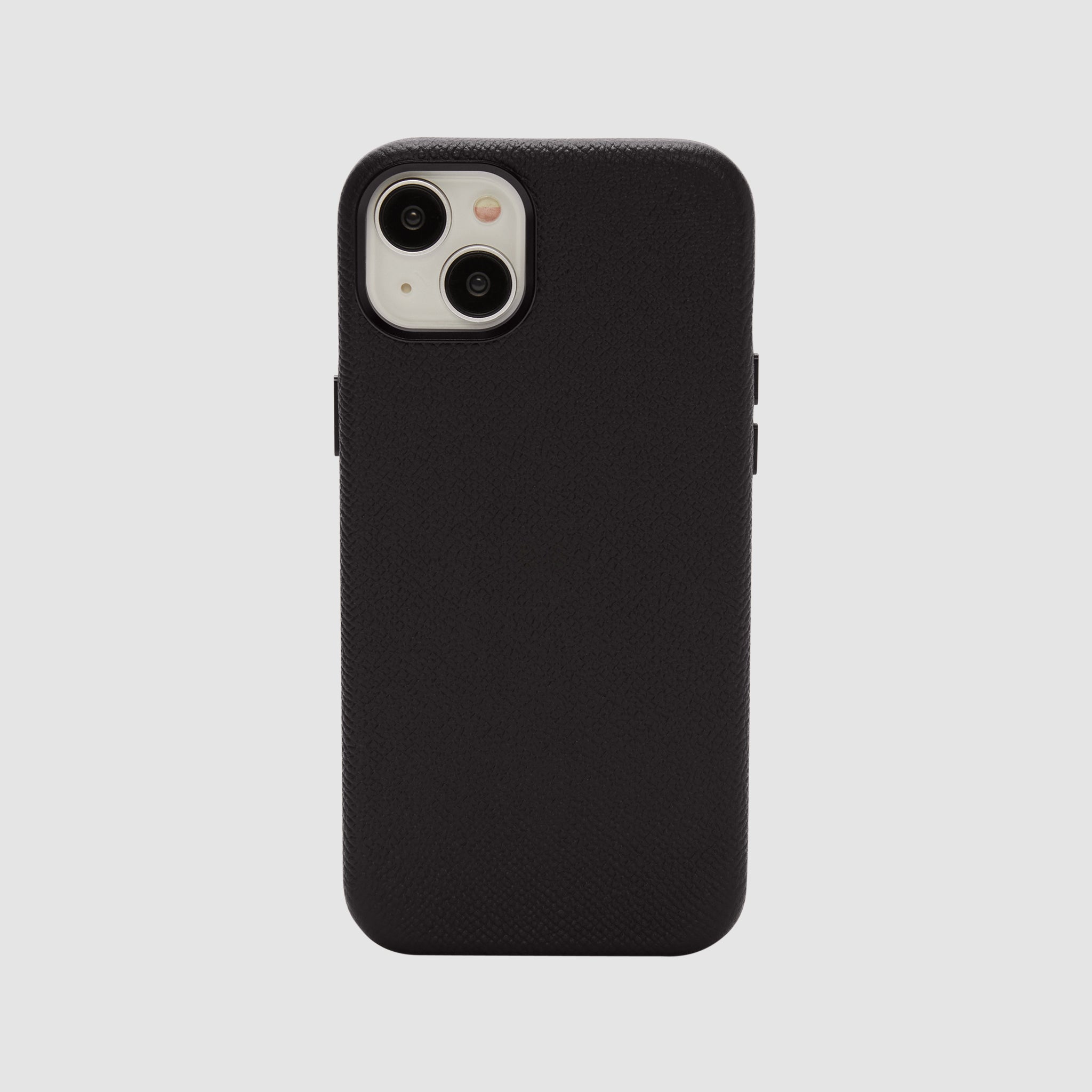 Personalised iPhone 15 Plus Leather Case Black with initials | tde
