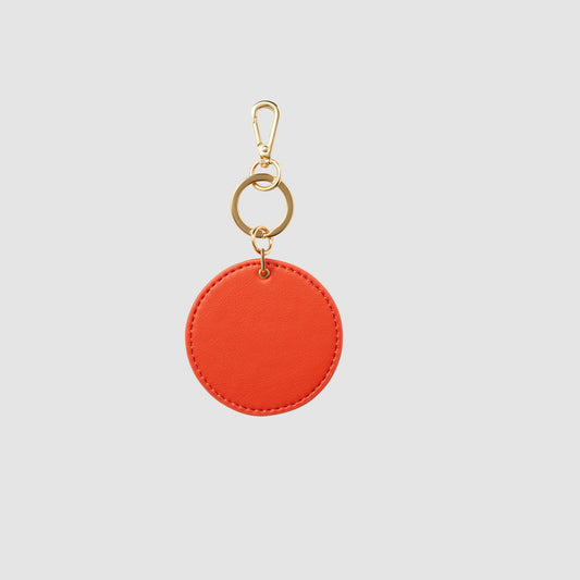 Coral Red Nappa Leather Circle Keyring