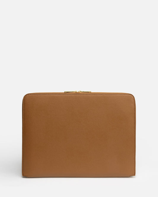 Essentials 13" Laptop Cover with Zip Recycled Saffiano Rich Tan