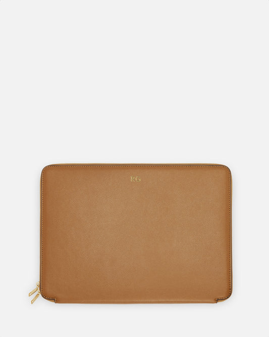 Essential 13 Inch Laptop Cover Recycled Saffiano Rich Tan