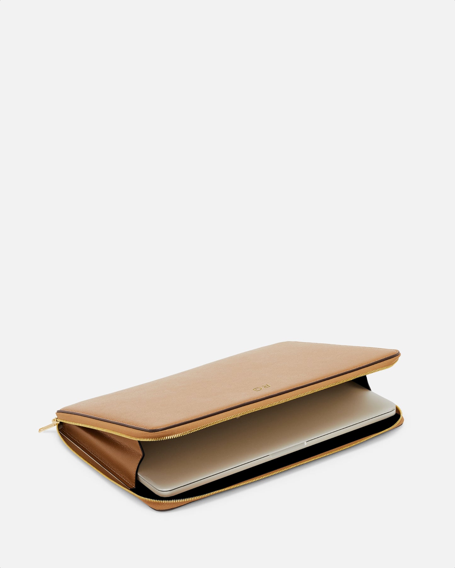 Essentials 13 Inch Laptop Cover with Zip Recycled Saffiano Rich Tan