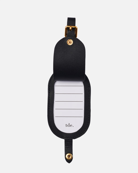 Isla Round Luggage Tag Nappa Leather Black