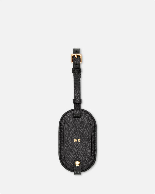 Essential Round Luggage Tag Recycled Saffiano Black