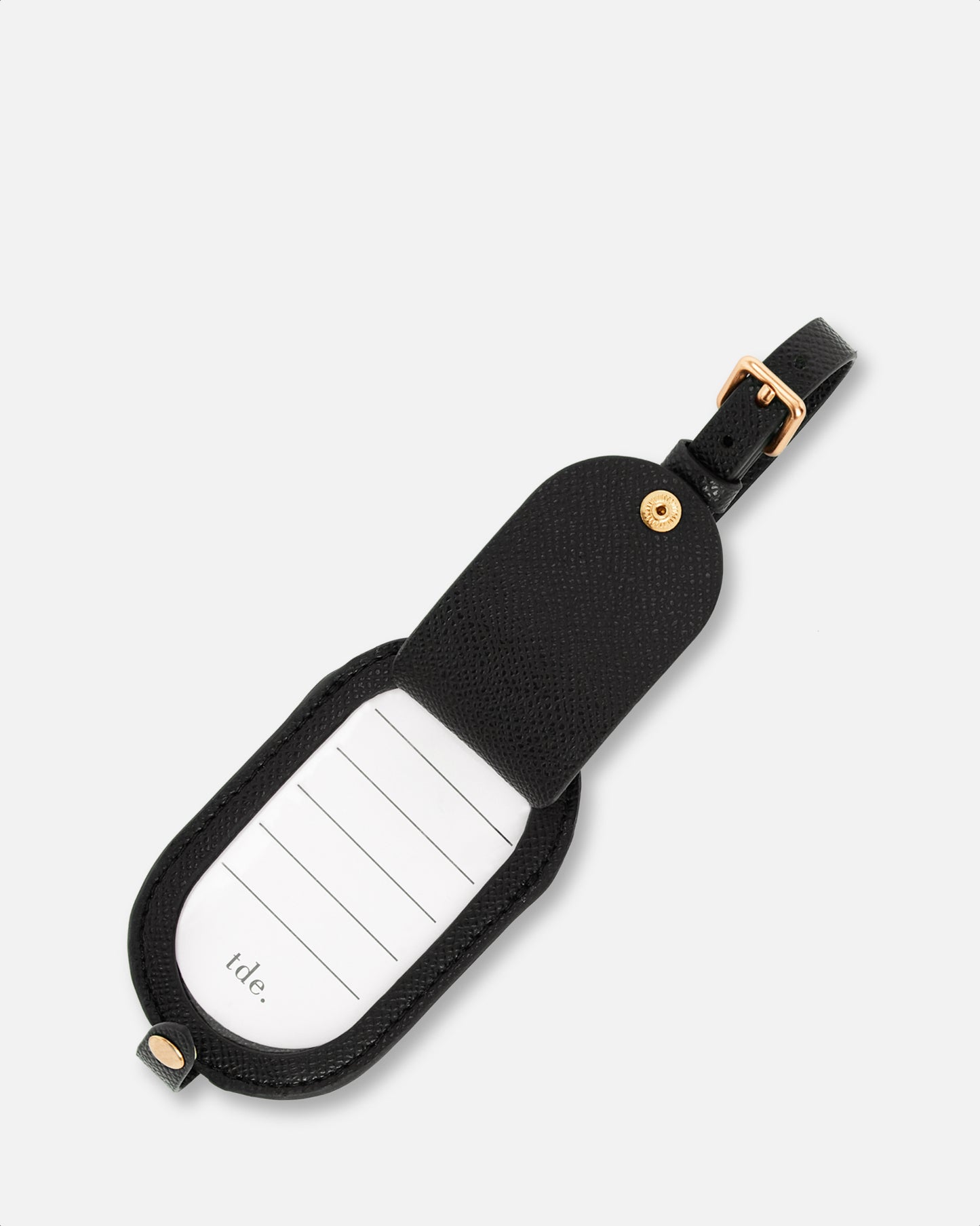 Essential Round Luggage Tag Recycled Saffiano Black