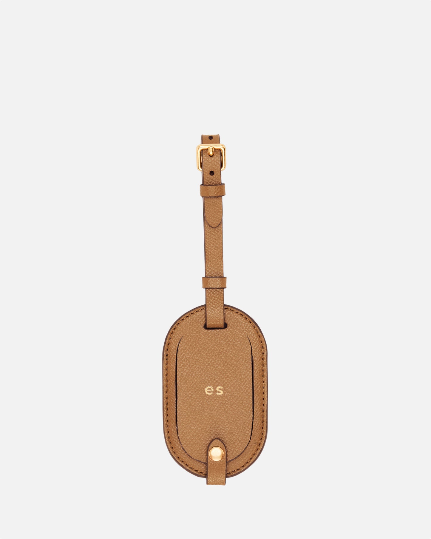 Essential Round Luggage Tag Recycled Saffiano Rich Tan