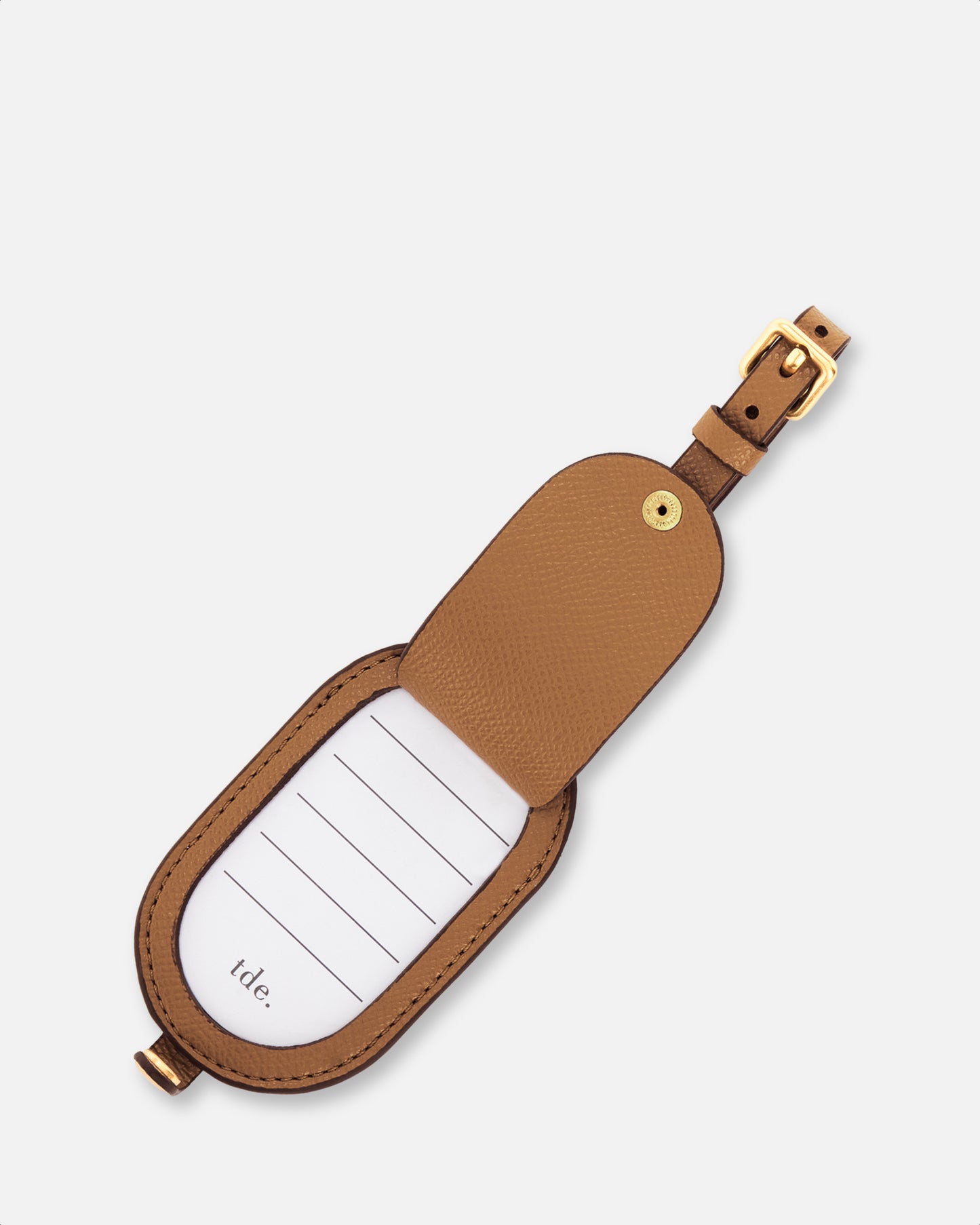 Essential Round Luggage Tag Recycled Saffiano Rich Tan